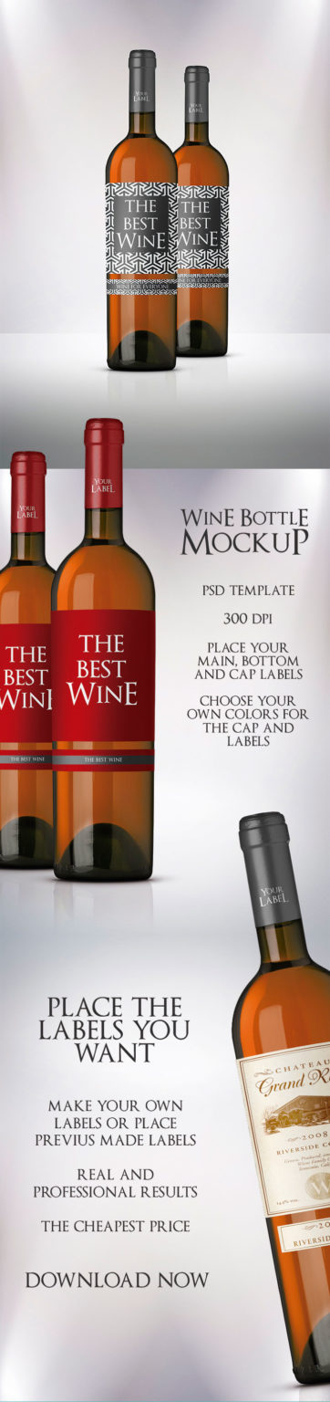 Download Wine Bottle Mockup PSD - Mock-up Templates - Graphicfy
