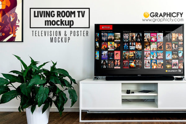 Living Room TV Mock Up Template