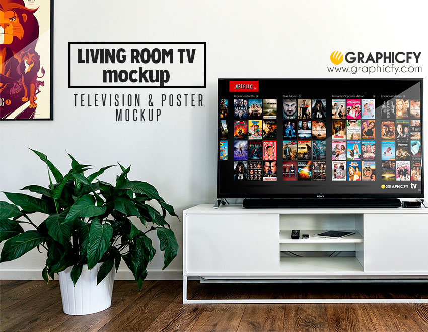 Living Room TV Mock Up Template