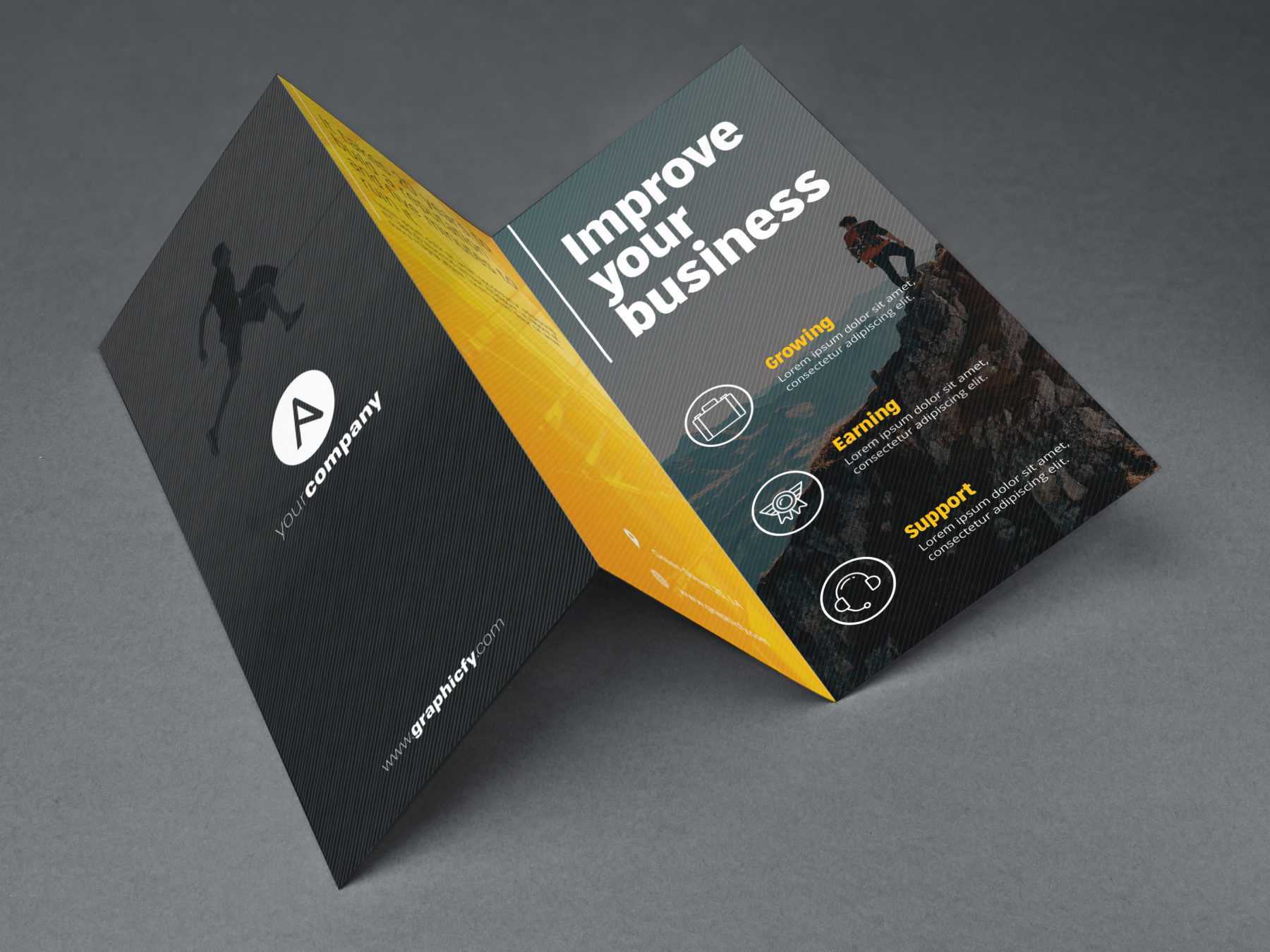 Tri Fold Brochure Template PSD Brochure Templates Graphicfy