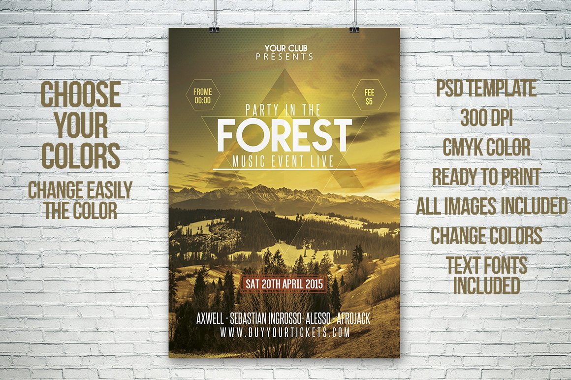Forest Party Festival Flyer Template PSD
