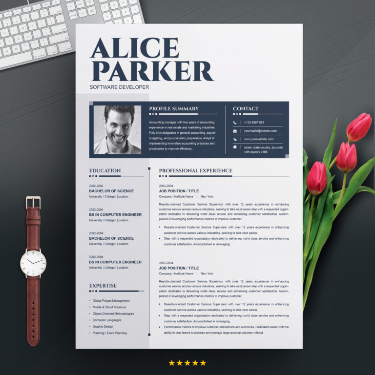 CV Template | Resume Template | CV Design + Cover Letter - Graphicfy