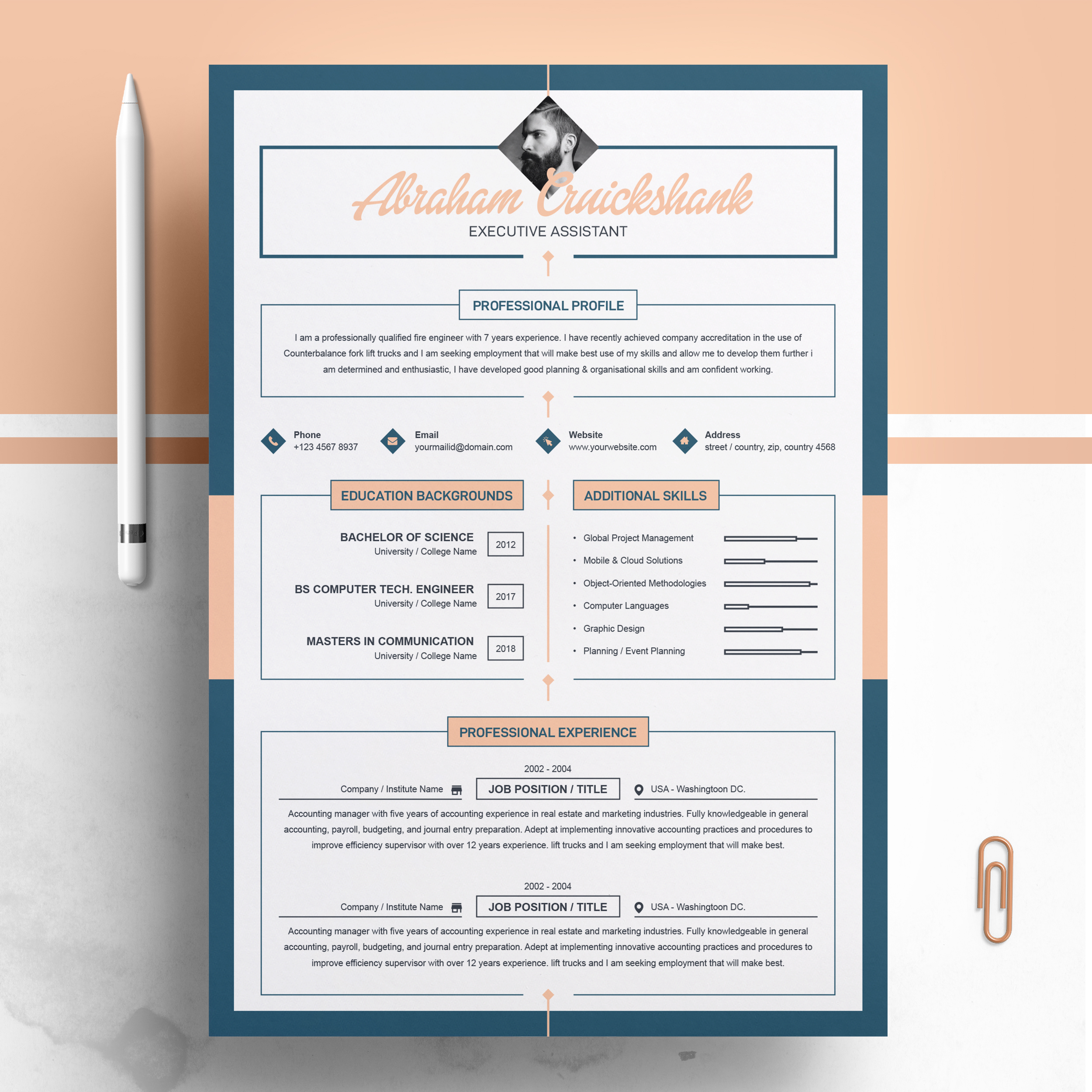 free creative professional resume template