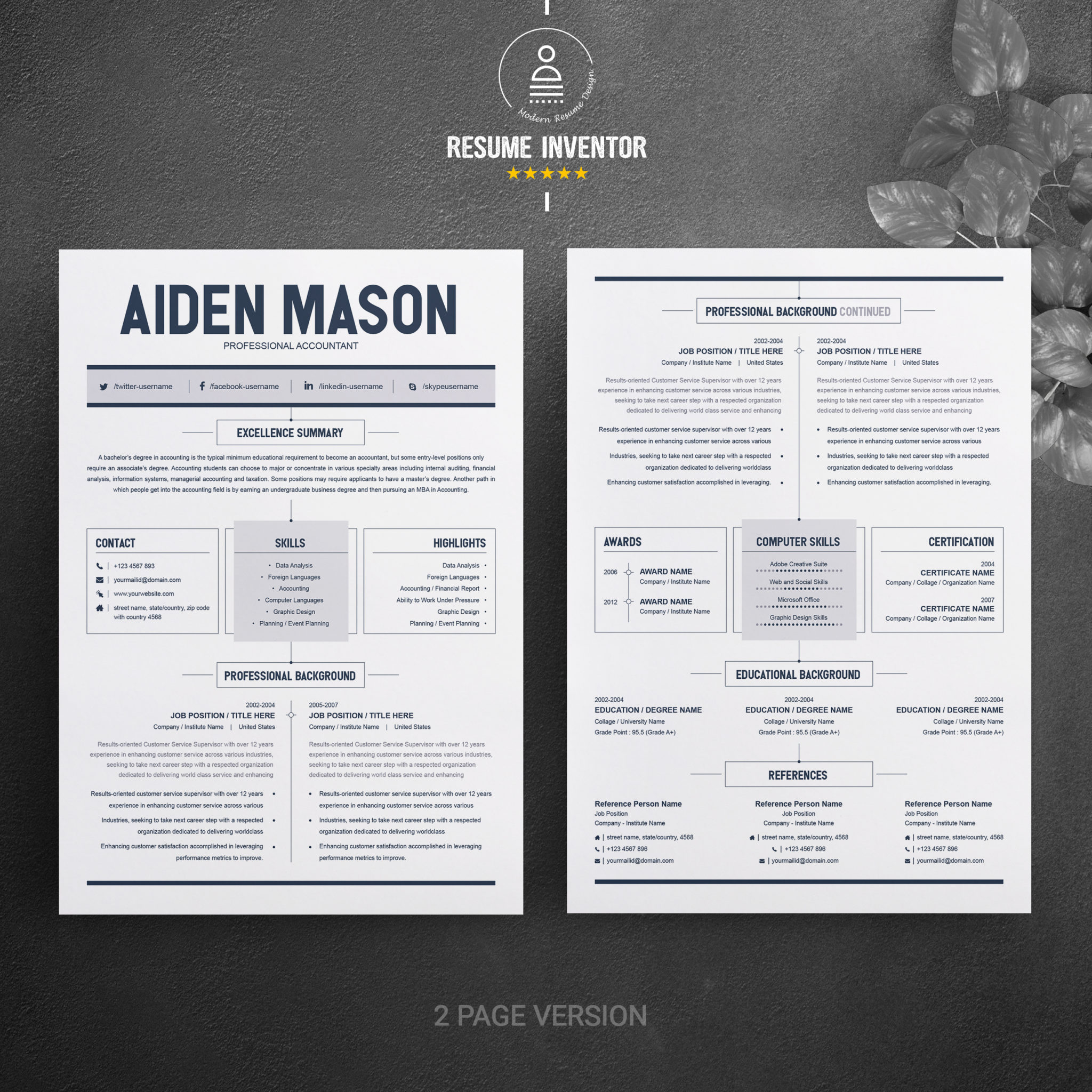 2 pages cv Simple two page cv template free download in 2024