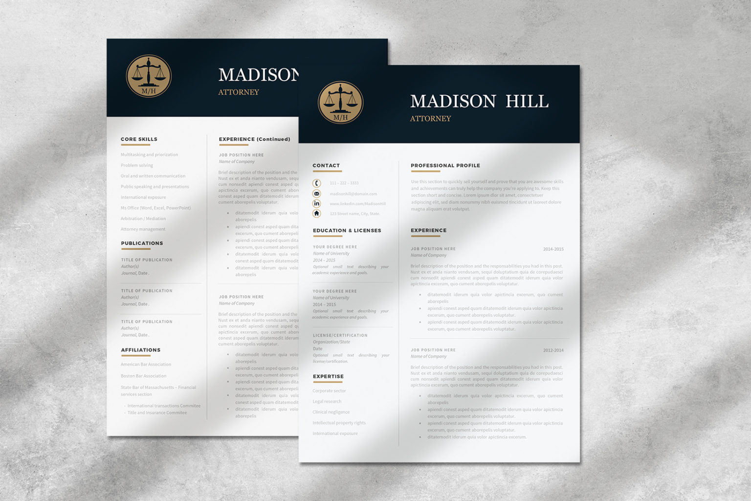 Attorney Resume, Legal CV Template. Lawyer Resume & Cover - Graphicfy