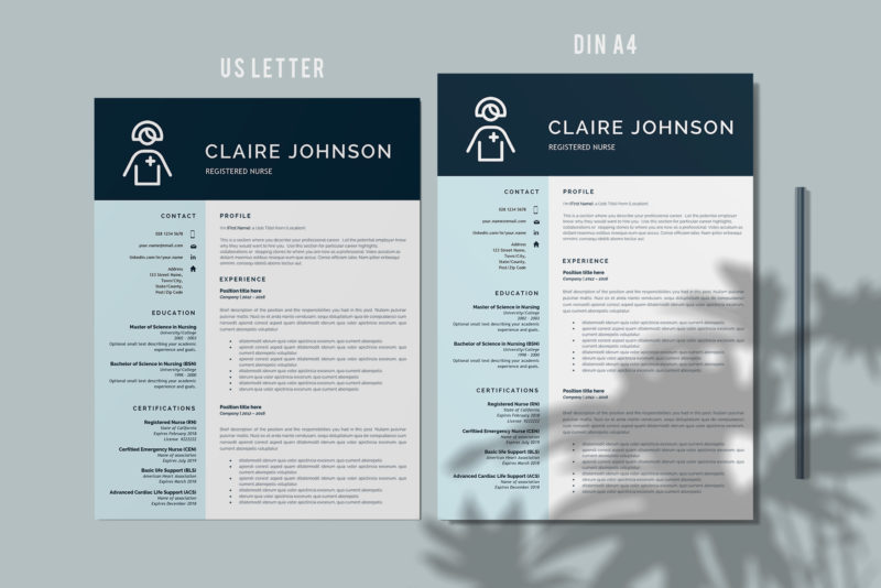 RN Nurse Resume Format. Modern Resume Template for Nurses - Graphicfy