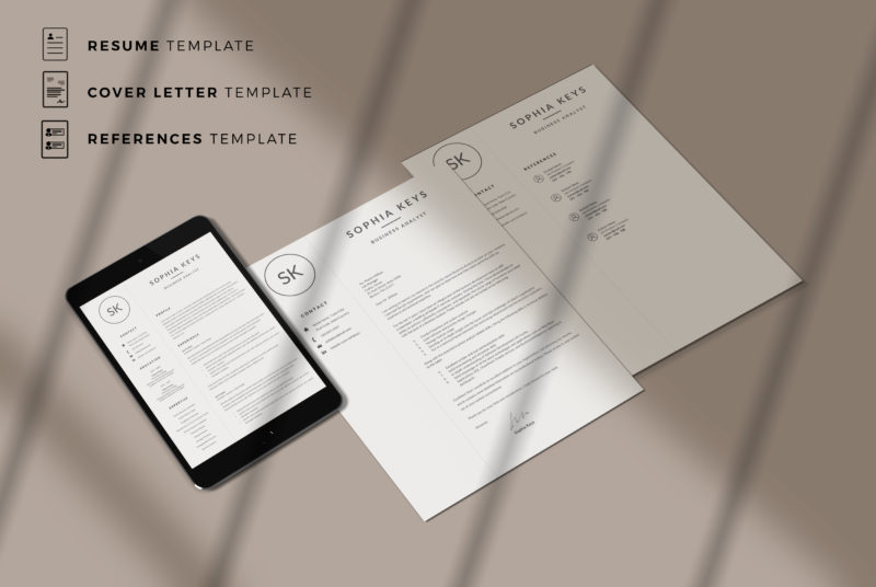 Minimalist CV with Logo. US Letter & A4 size Resume for Word - Graphicfy