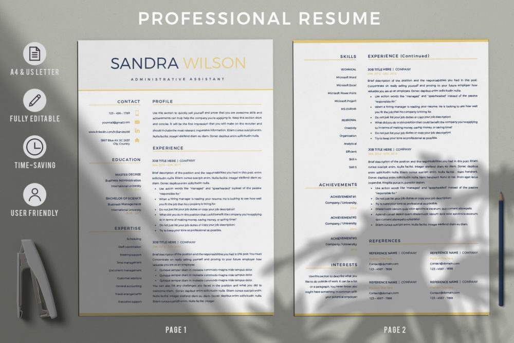 Professional Resume Template Bundle 3 in 1. Perfect CV Pack - Graphicfy