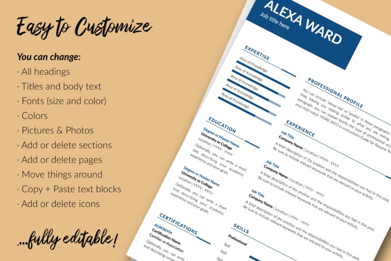 Professional Resume Format for Microsoft Word & Apple Pages - Graphicfy