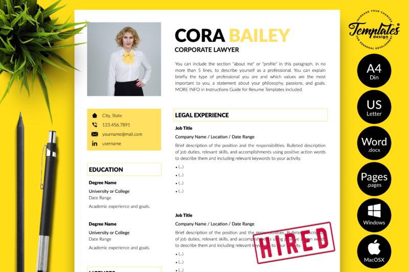 Lawyer Jobs Resume Sample for Microsoft Word & Apple Pages - Graphicfy