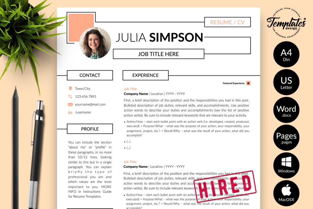 Modern Resume for Engineers for Microsoft Word & Apple Pages - Graphicfy