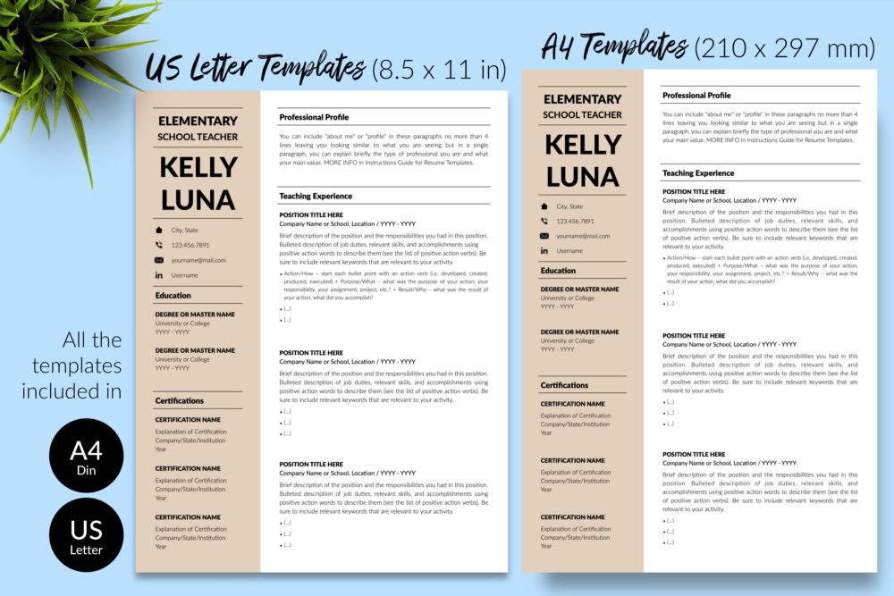 Modern Teacher Resume For Microsoft Word & Apple Pages - Graphicfy