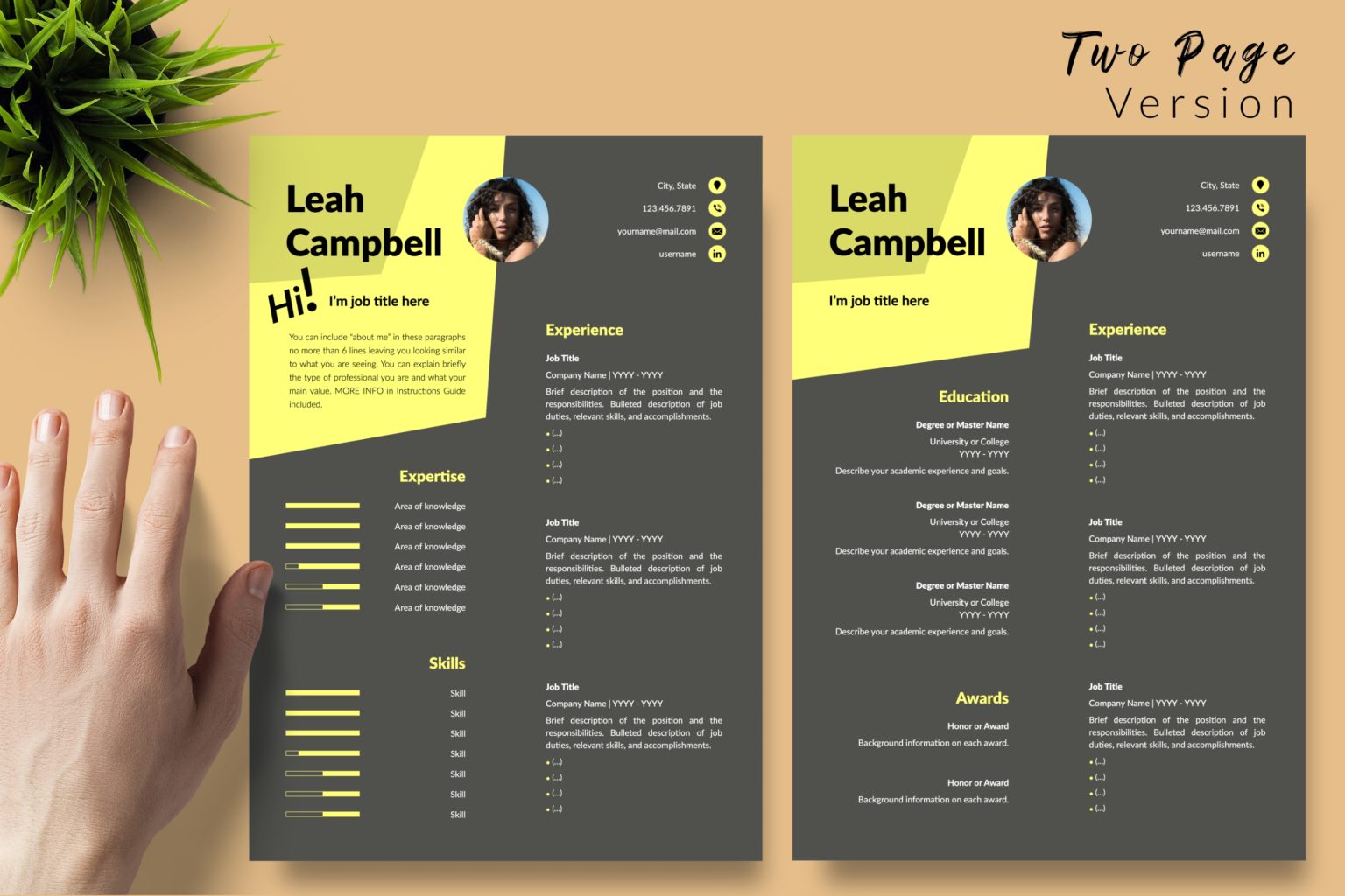 Creative Dark Resume Format for Microsoft Word & Apple Pages - Graphicfy