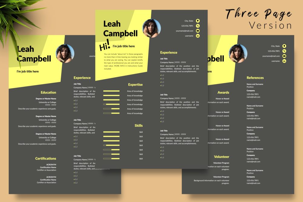 Creative Dark Resume Format for Microsoft Word & Apple Pages - Graphicfy