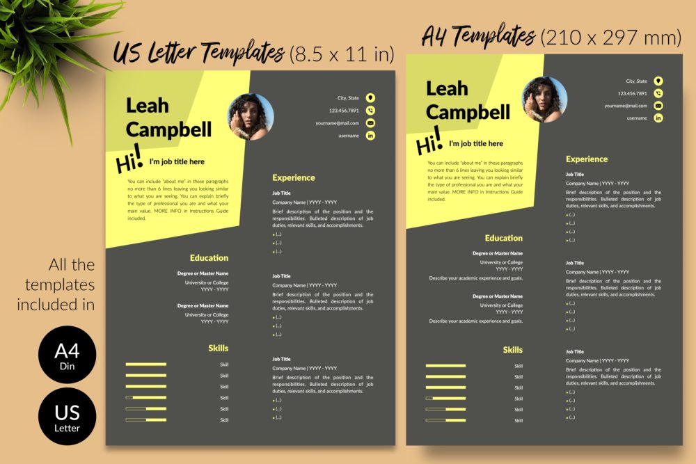 Creative Dark Resume Format for Microsoft Word & Apple Pages - Graphicfy