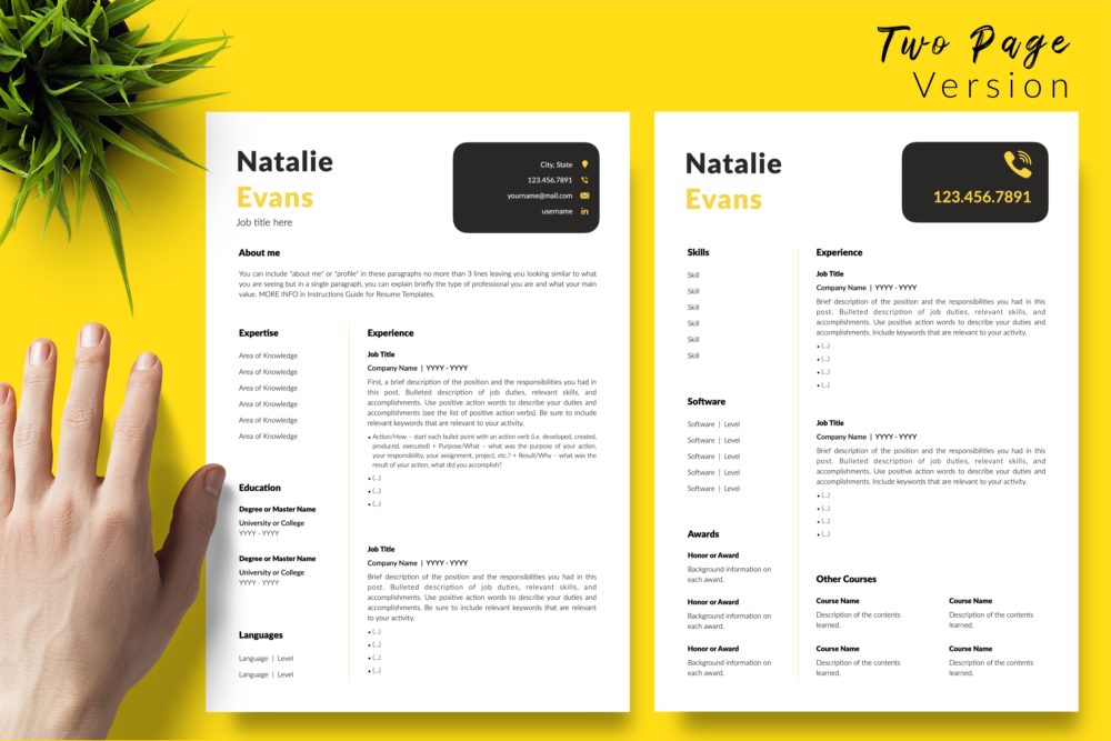Contemporary Resume Format for Microsoft Word & Apple Pages - Graphicfy