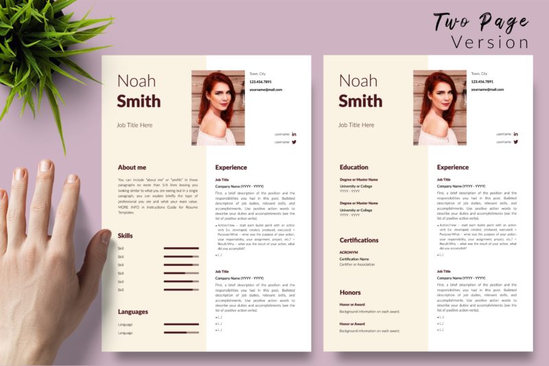 Sophisticated CV Design for Microsoft Word & Apple Pages - Graphicfy