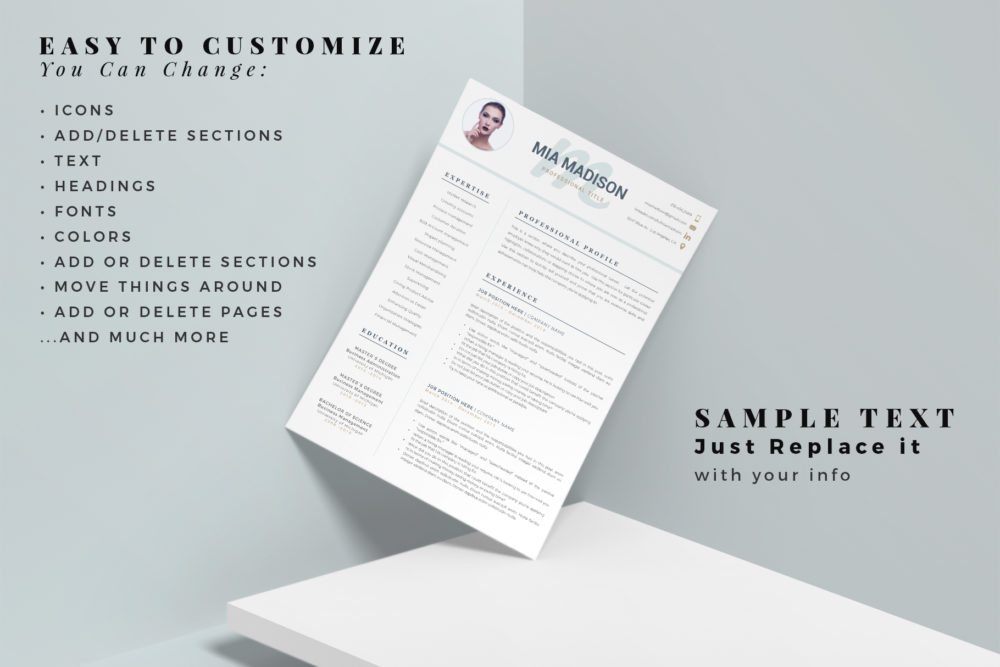 Creative Resume format With photo and Cover Letter Format for Word and ...