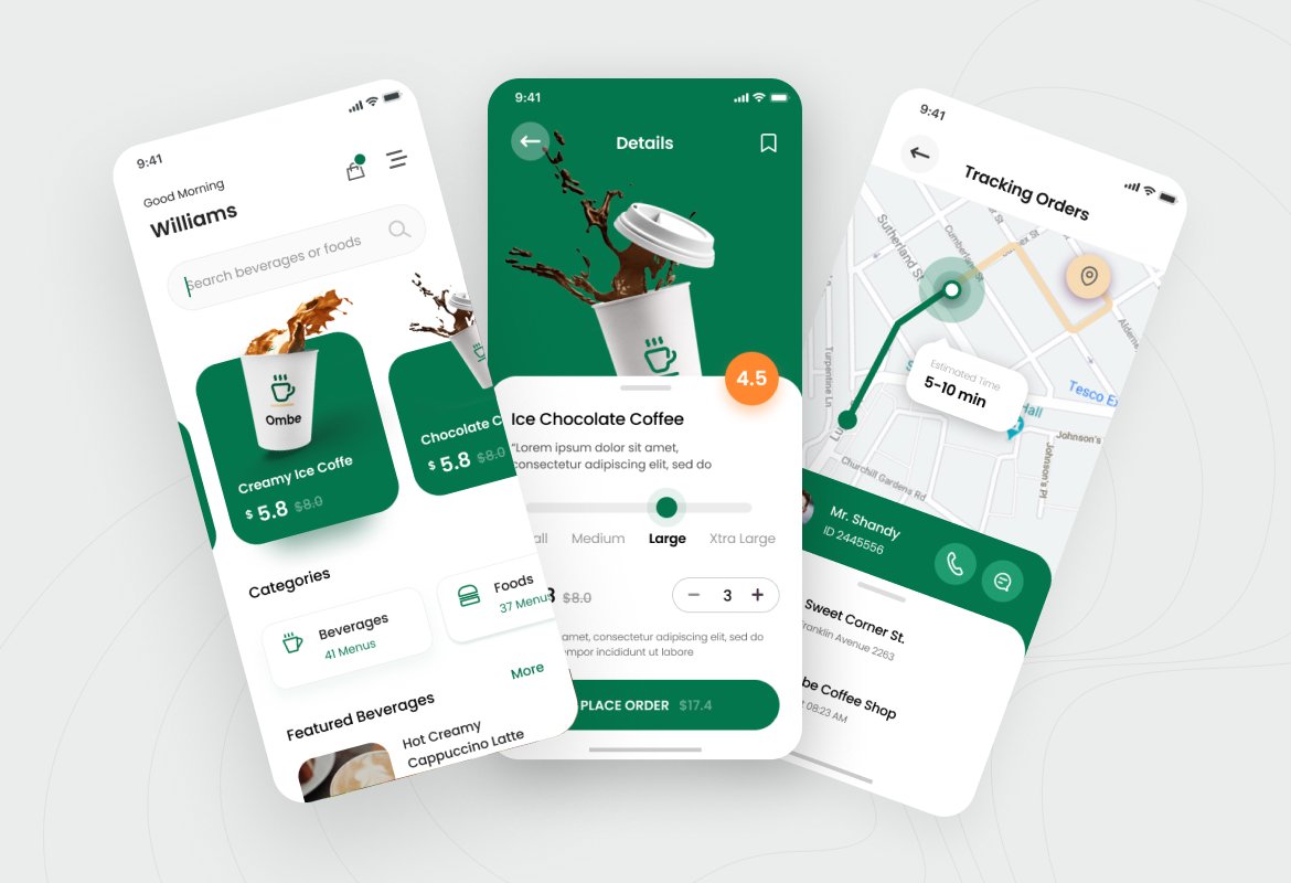 Ombe Coffee Shop IOS App Design UI Graphicfy