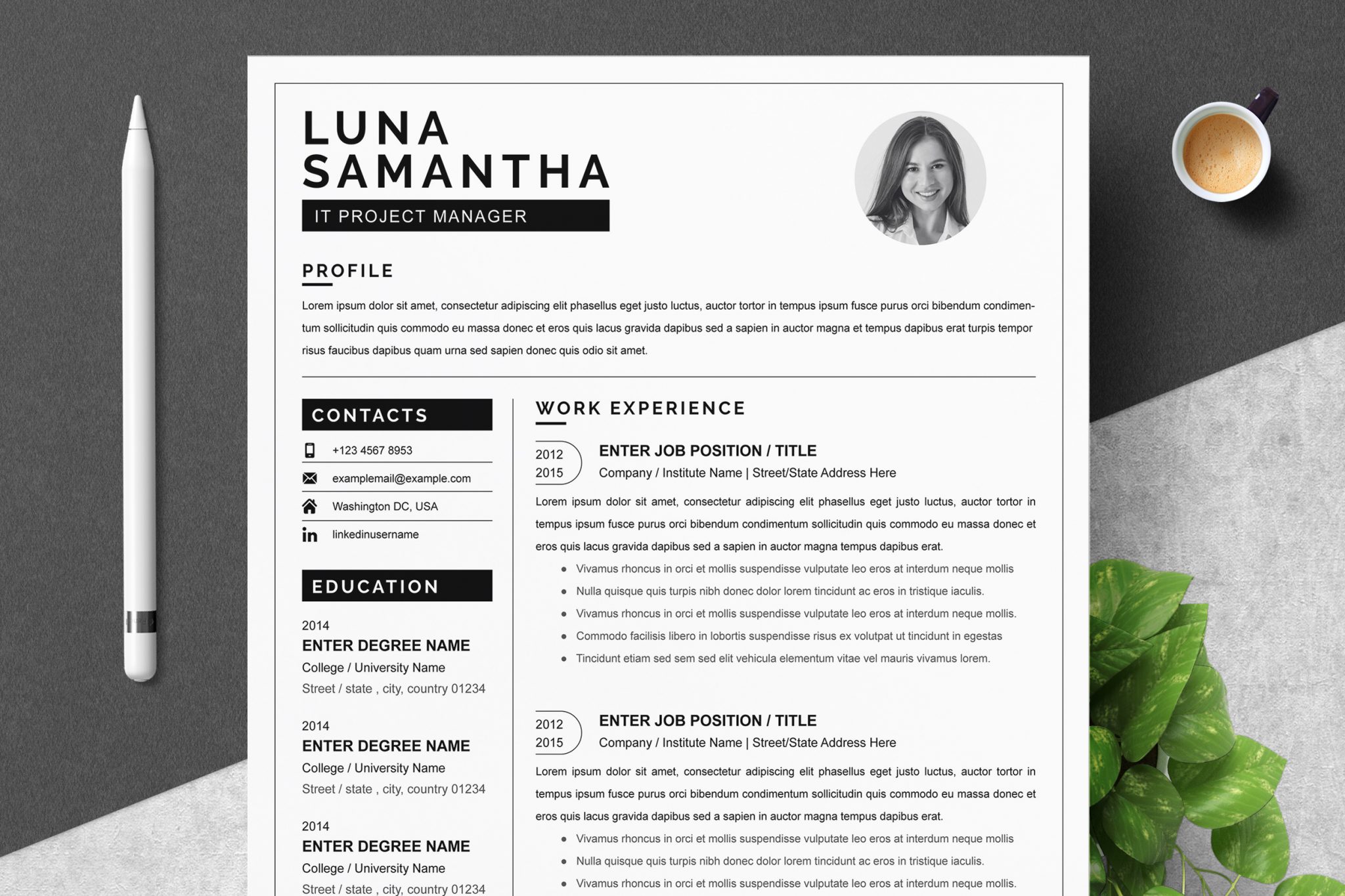 Engineer Resume Template for Word - Graphicfy