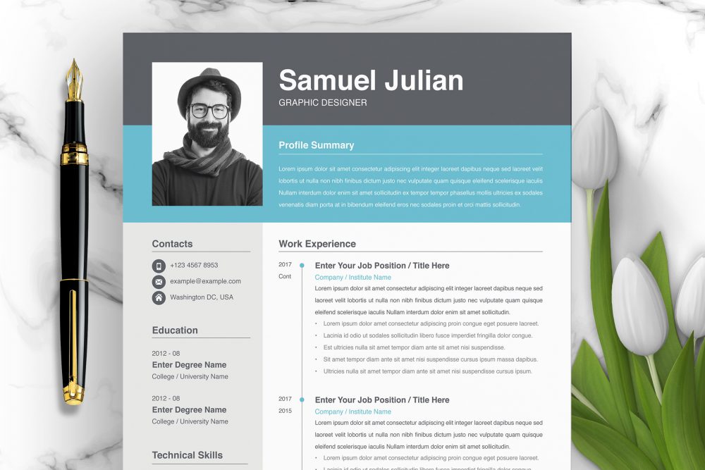 Modern Resume Template Format [Word] - Graphicfy