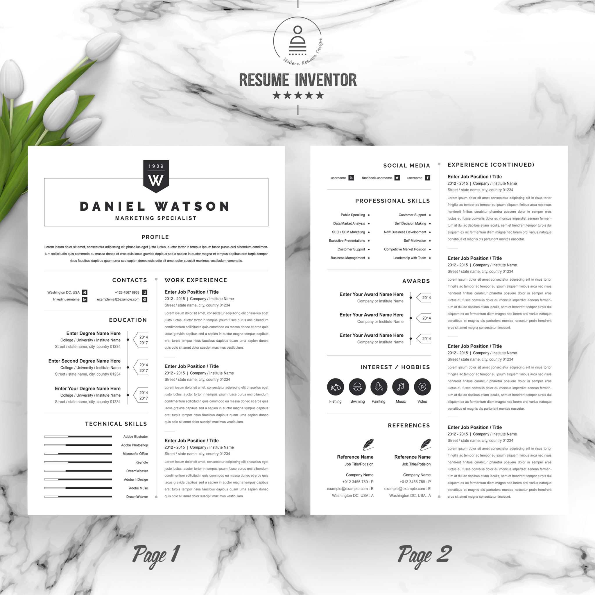 Marketing Resume Template Design - Graphicfy