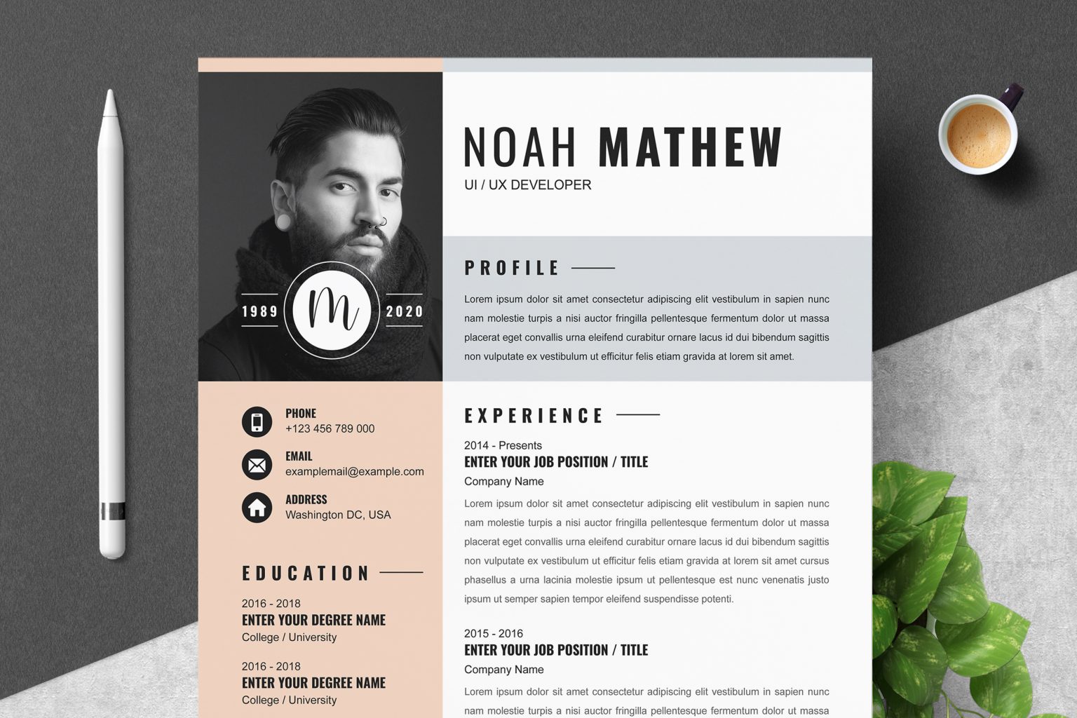 Creative Resume Template for Word - Graphicfy