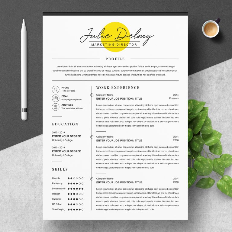 Professional Simple Resume Template - Graphicfy