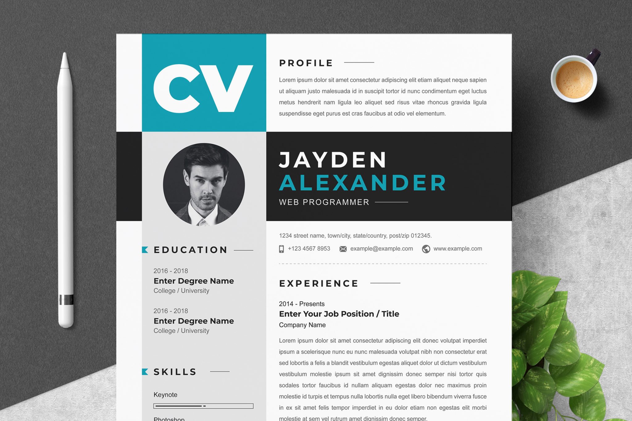 Clean & Modern Resume Template Word - Graphicfy