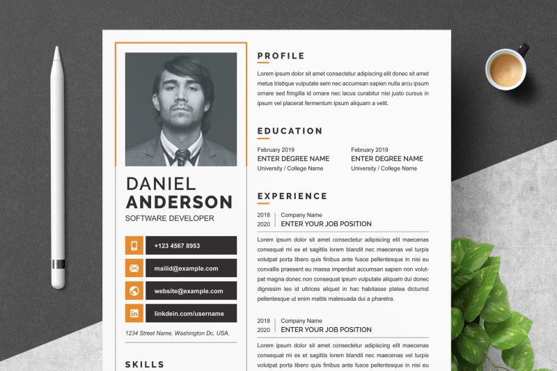 Engineer Resume Template for Word - Graphicfy