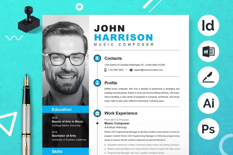 Clean And Modern Resume Template Word Graphicfy