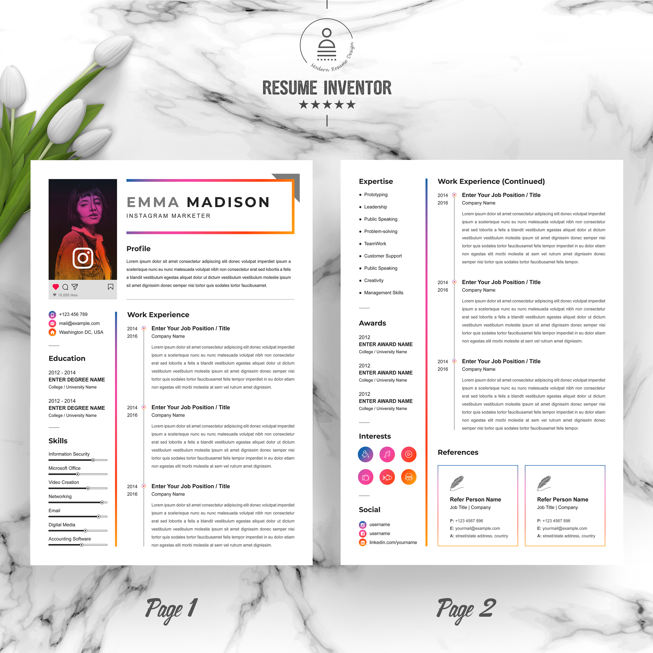 CV / Resume for Instagram Marketer Graphicfy