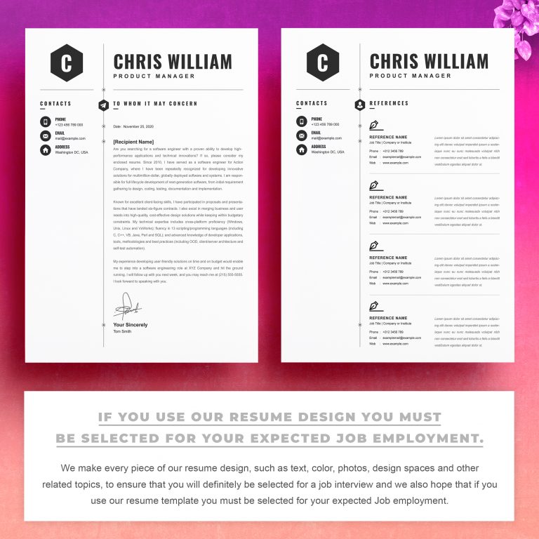 Professional Resume Template Cover - Graphicfy